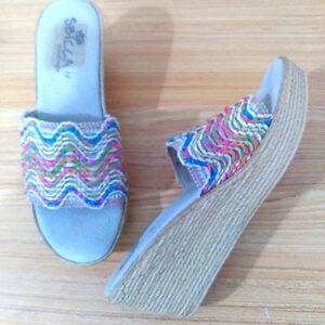 Sbicca  Vibrant Multicolor Woven Platform 3" Wedge Sandals